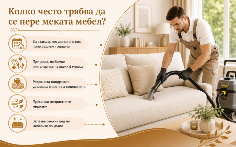 Колко често трябва да се пере меката мебел?