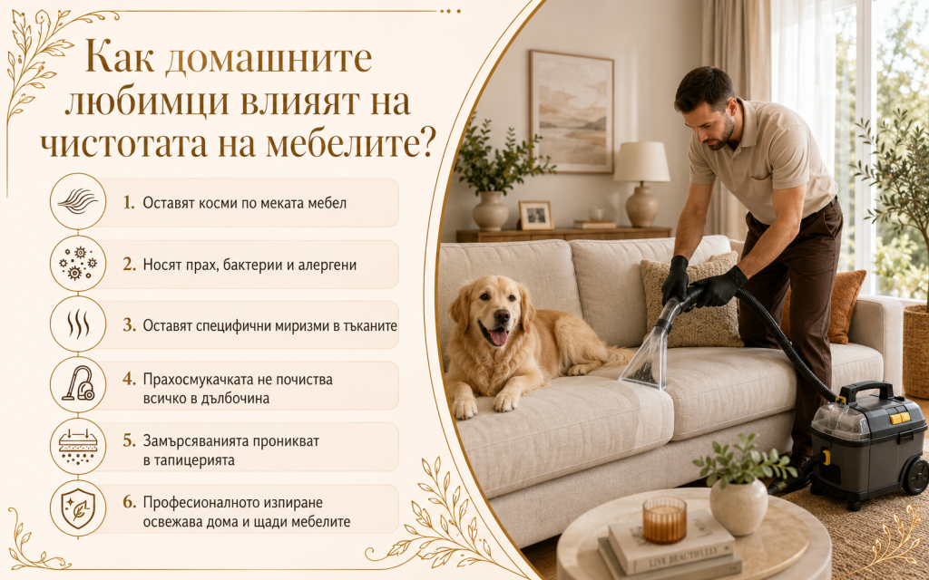 Как домашните любимци влияят на чистотата на мебелите?